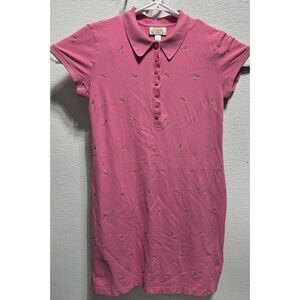 Talbots Petites Pink Polo Casual‎ Dress With Palm Trees Women's Size Small